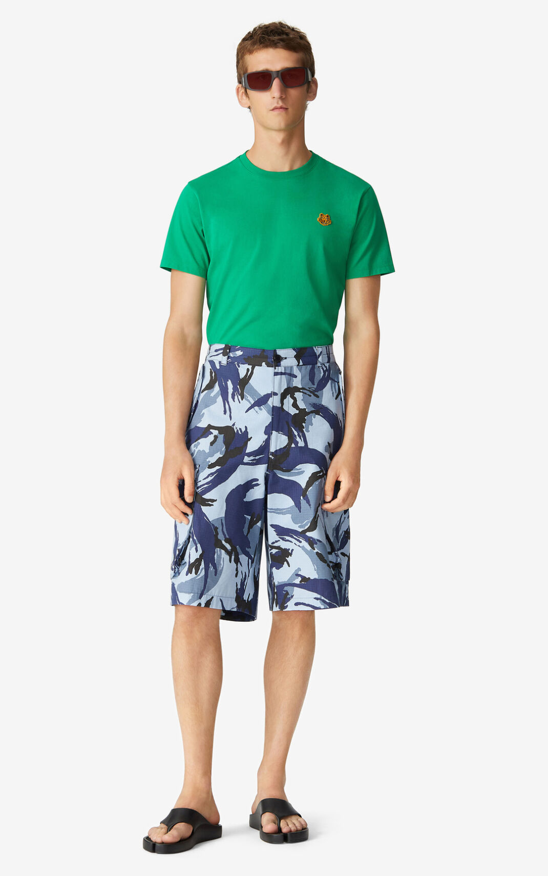 Kenzo Tropic Camo cargo Shorts Heren Blauw | 24830HAEK